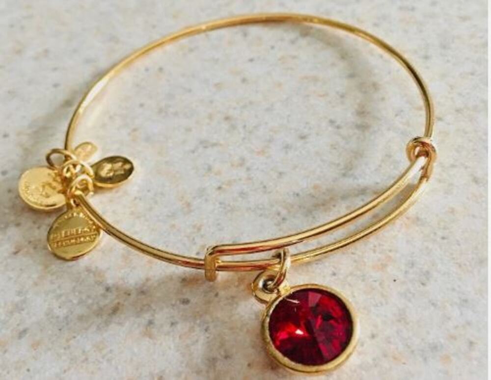 Alex And Ani Scarlet Ruby July Birthstone Charm Bangle Gold Tone Expandable
